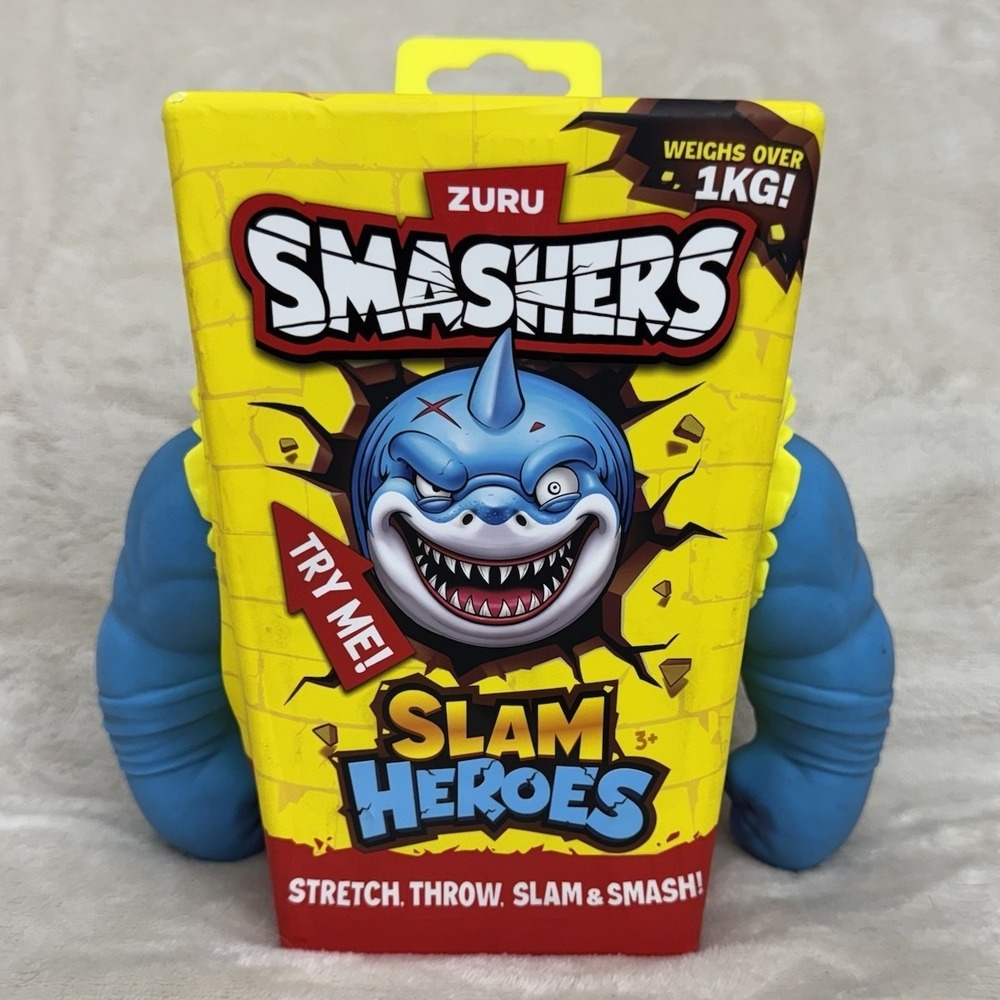 NEW ZURU‎ SMASHERS Blue Shark SLAM HEROES Sand Filled Stretch Throw Smash Toys